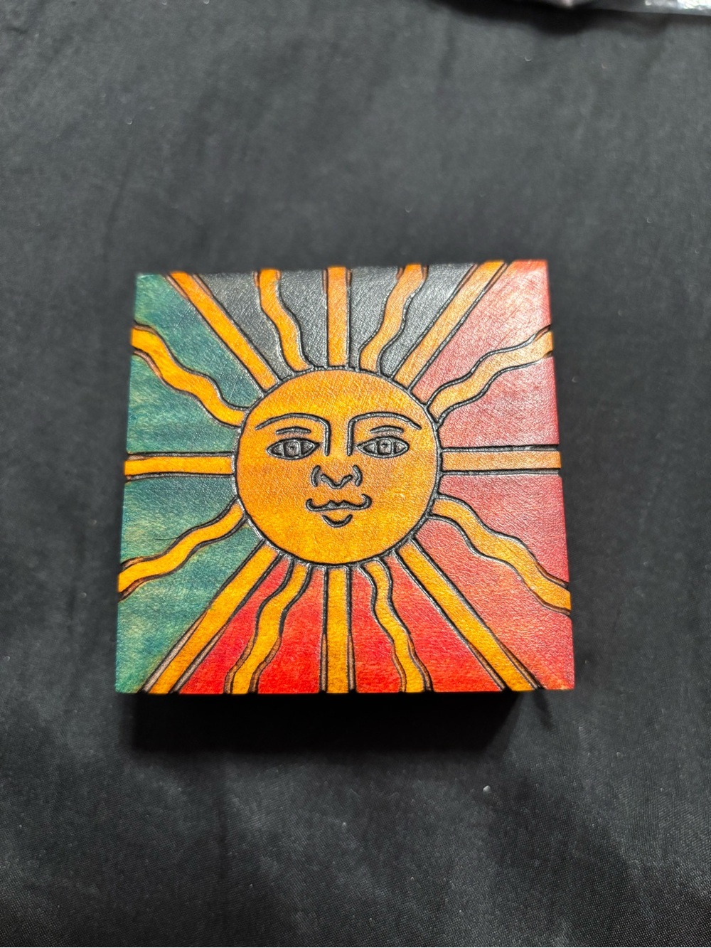 Hand-Painted Sun Artwork Box - Multicolor
